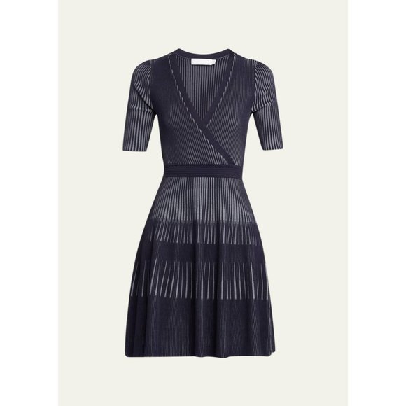 NEW SIMKHAI Nadya Compact Rib Wrap Skater Mini Dress SIZE S - Picture 3 of 9